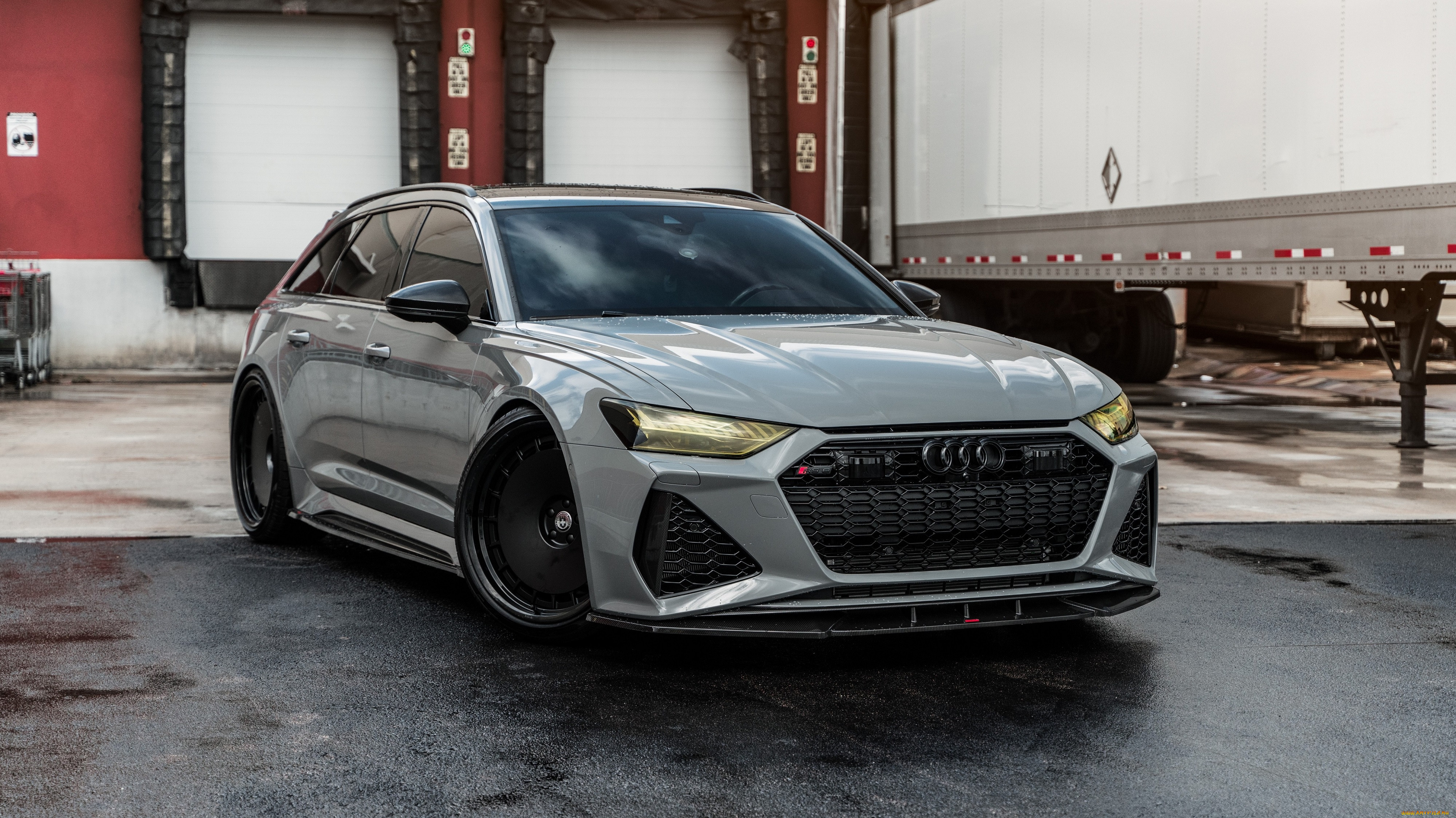 audi rs6 avant - one love, , audi, grey, trailer, rs6, hre, black, wheels, c8